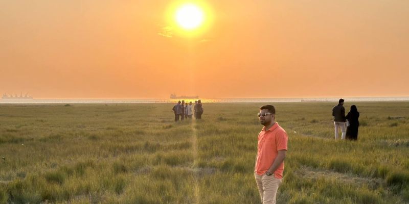 visitors enjoying sunset on sagor par sea beach