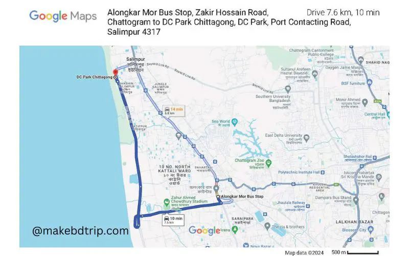 alonkar mor to dc park chittagong map