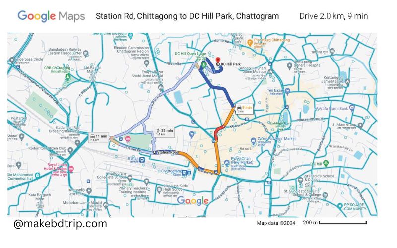 station road to dc hill chittagong map