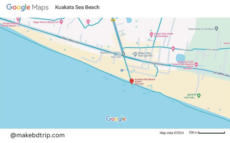 kuakata sea beach map