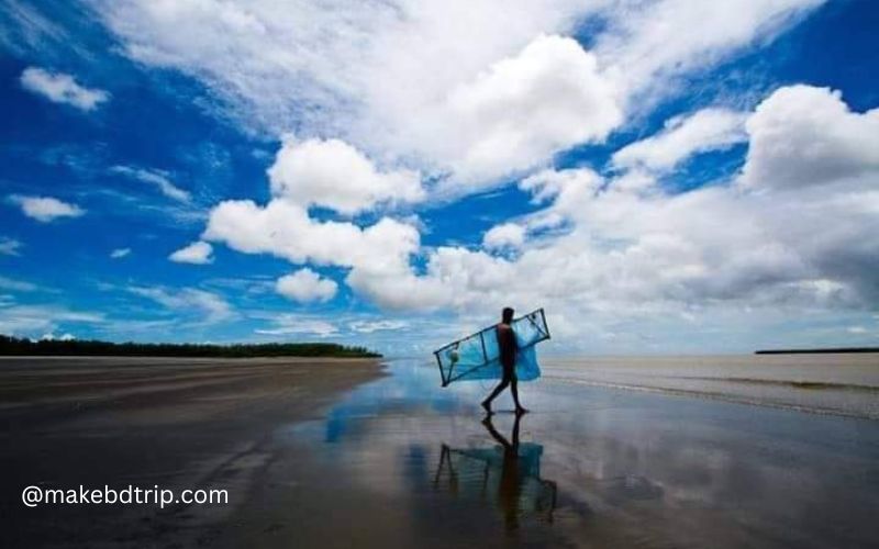fisherman going to catch fish at kuakata beach area